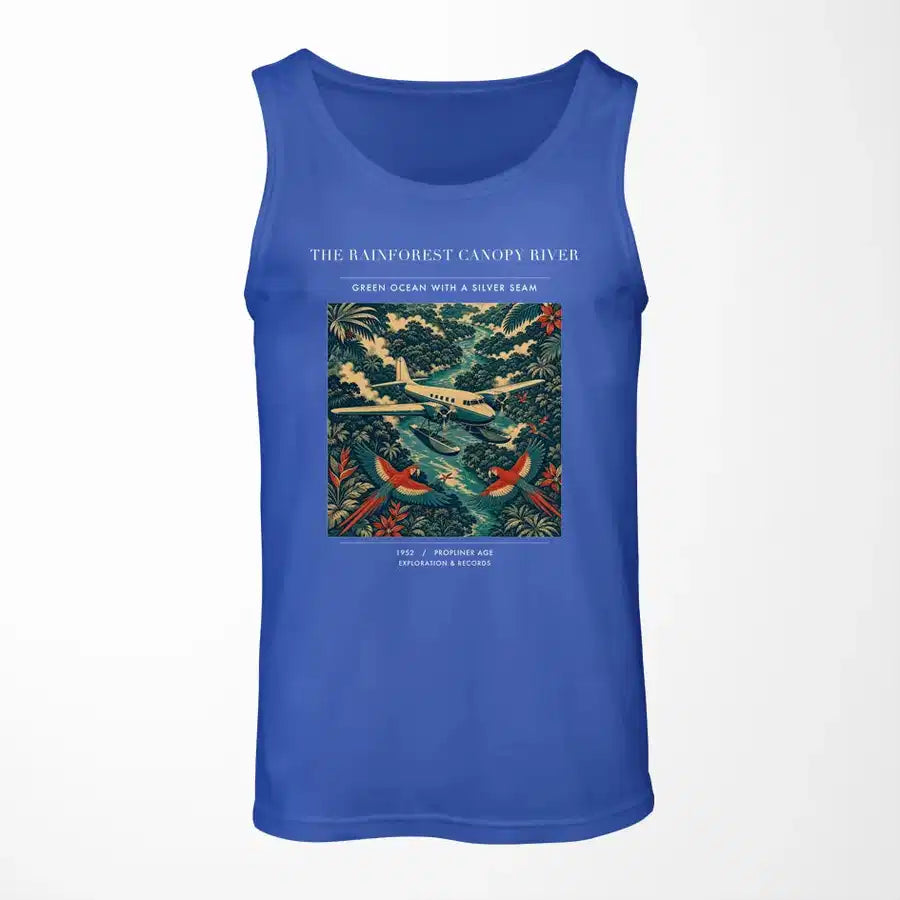 VINTAGE G4403 - The Rainforest Canopy River - Designed Tank Tops design on blue
