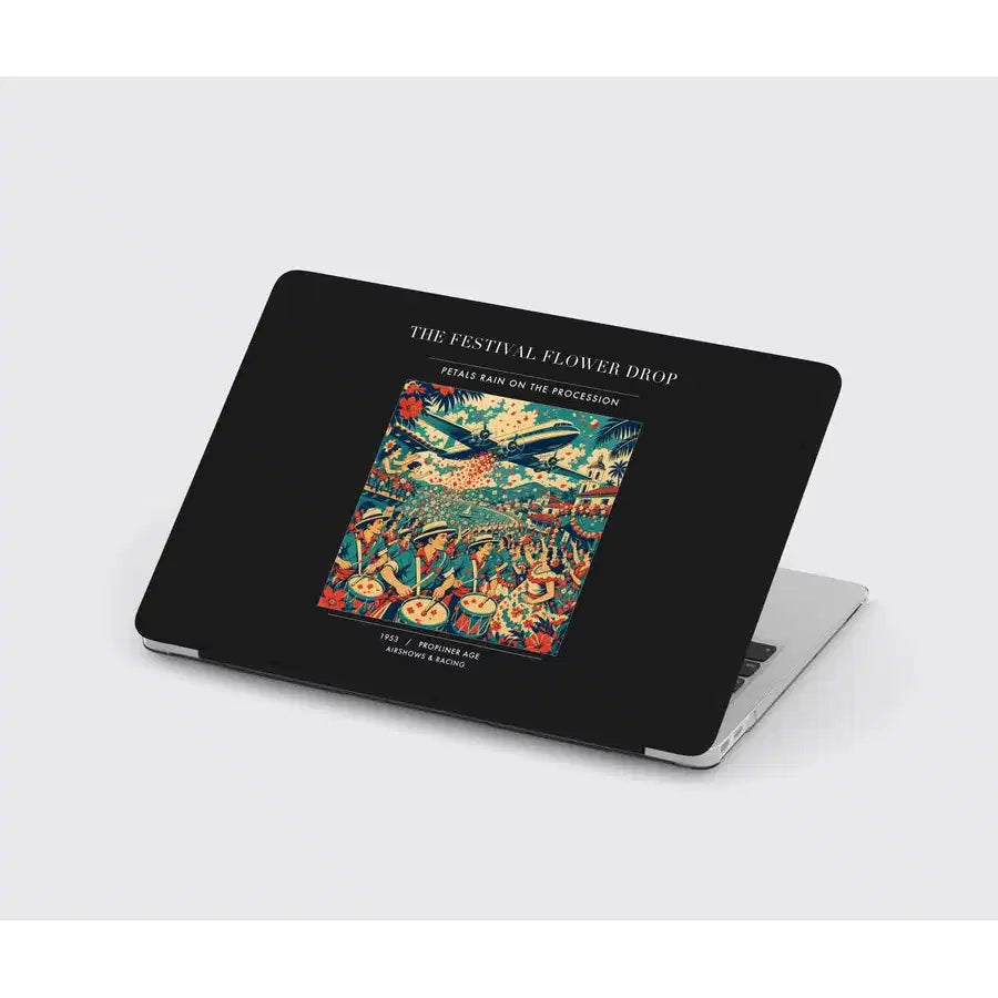 VINTAGE G4406 - The Festival Flower Drop - Designed MacBook Cases design on black