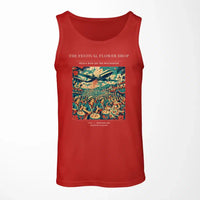 Thumbnail for VINTAGE G4406 - The Festival Flower Drop - Designed Tank Tops design on red
