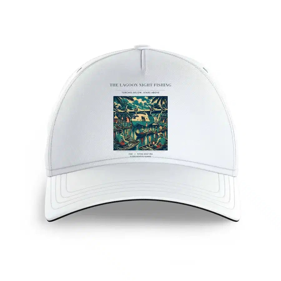 VINTAGE G4407 - The Lagoon Night Fishing - Printed Hat design on white