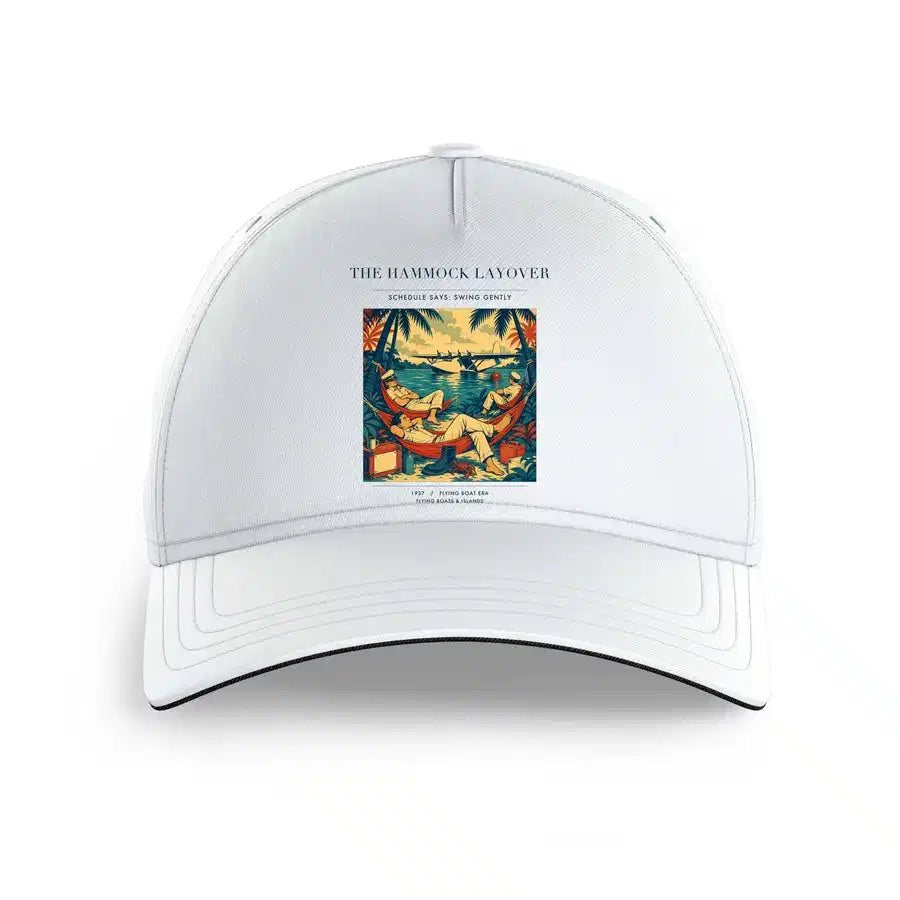 VINTAGE G4408 - The Hammock Layover - Printed Hat design on white
