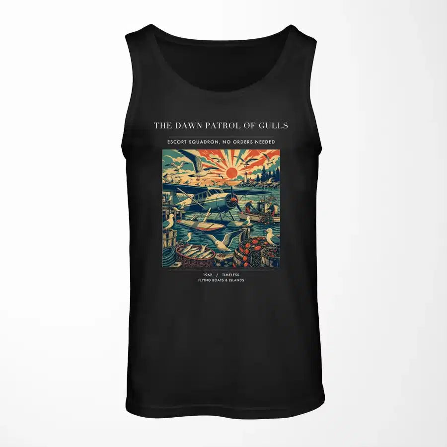 VINTAGE G4411 - The Dawn Patrol Of Gulls - Designed Tank Tops design on black