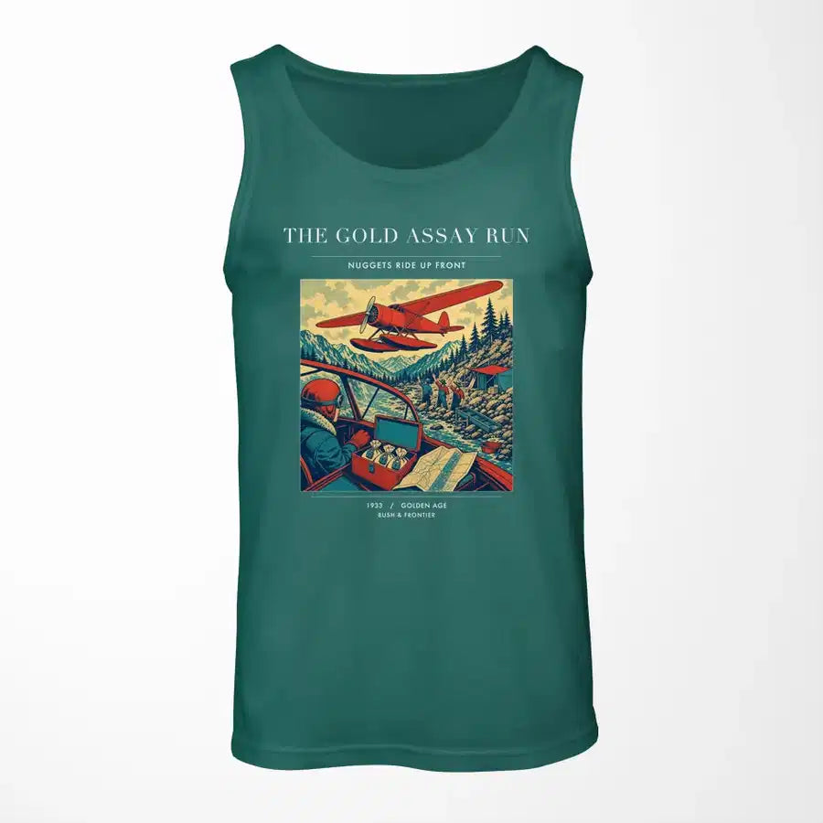 VINTAGE G4415 - The Gold Assay Run - Designed Tank Tops design on green