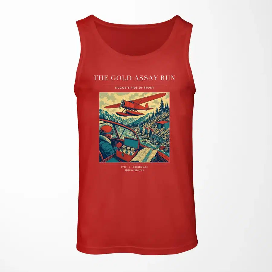 VINTAGE G4415 - The Gold Assay Run - Designed Tank Tops design on red