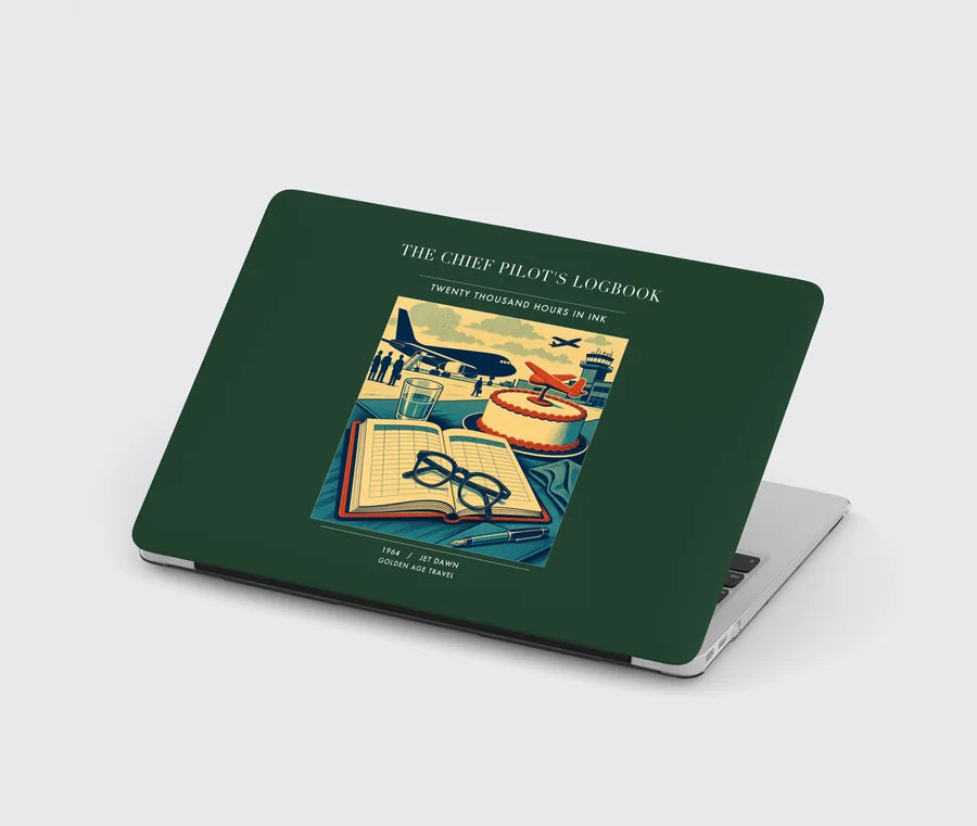VINTAGE G4426 - The Chief Pilot's Logbook - Designed MacBook Cases design on darkgreen