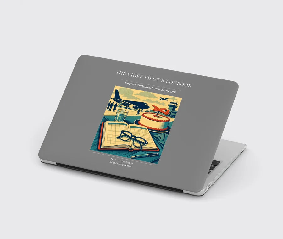 VINTAGE G4426 - The Chief Pilot's Logbook - Designed MacBook Cases design on gray