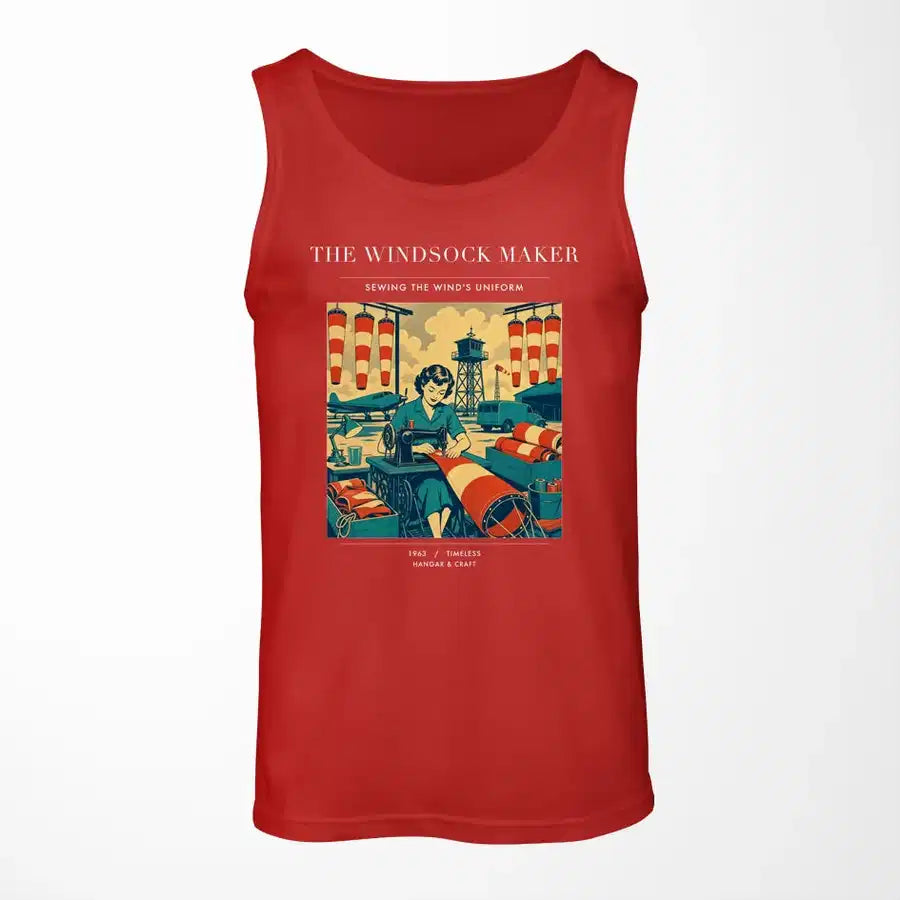 VINTAGE G4429 - The Windsock Maker - Designed Tank Tops design on red