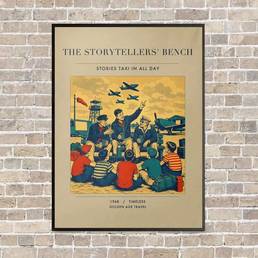 VINTAGE G4430 - The Storytellers' Bench - Vertical Canvas Prints design on beige frame