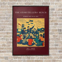 Thumbnail for VINTAGE G4430 - The Storytellers' Bench - Vertical Canvas Prints design on darkred frame