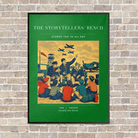 Thumbnail for VINTAGE G4430 - The Storytellers' Bench - Vertical Canvas Prints design on green frame
