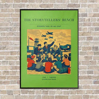 Thumbnail for VINTAGE G4430 - The Storytellers' Bench - Vertical Canvas Prints design on lightgreen frame