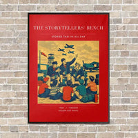 Thumbnail for VINTAGE G4430 - The Storytellers' Bench - Vertical Canvas Prints design on red frame