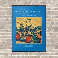 Thumbnail for VINTAGE G4430 - The Storytellers' Bench - Vertical Canvas Prints design on turquoise frame