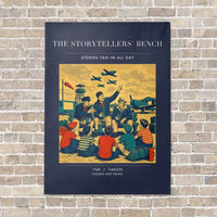 Thumbnail for VINTAGE G4430 - The Storytellers' Bench - Vertical Canvas Prints design on navyblue no-frame