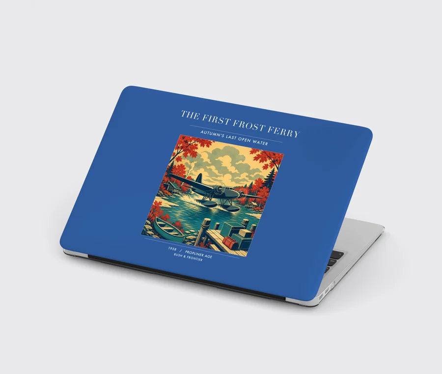 VINTAGE G4433 - The First Frost Ferry - Designed MacBook Cases design on blue
