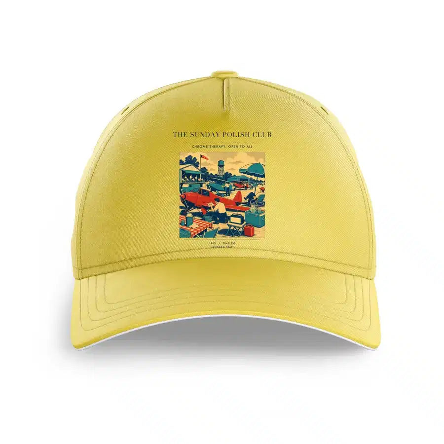 VINTAGE G4436 - The Sunday Polish Club - Printed Hat design on yellow