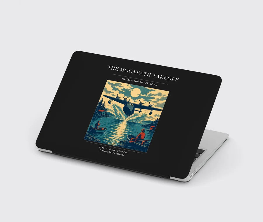 VINTAGE G4441 - The Moonpath Takeoff - Designed MacBook Cases design on black