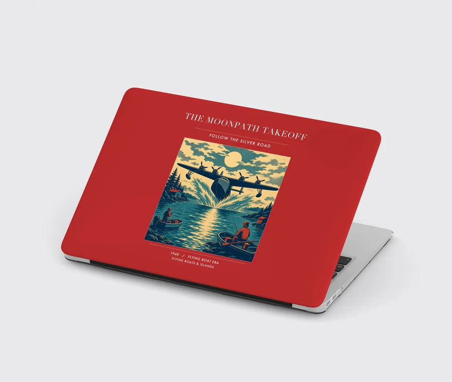 VINTAGE G4441 - The Moonpath Takeoff - Designed MacBook Cases design on red
