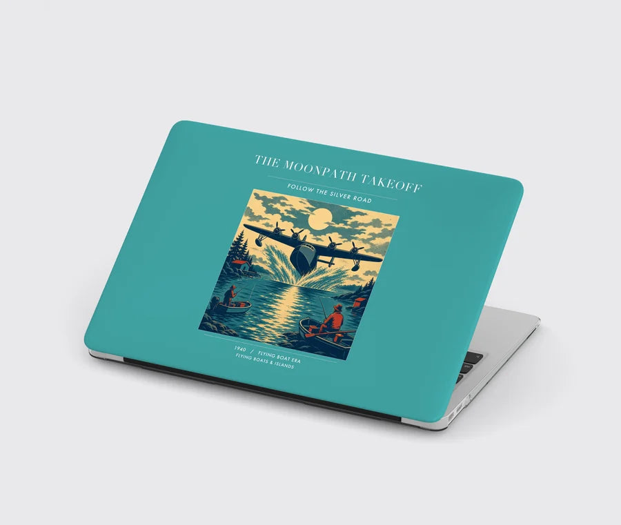 VINTAGE G4441 - The Moonpath Takeoff - Designed MacBook Cases design on turquoise