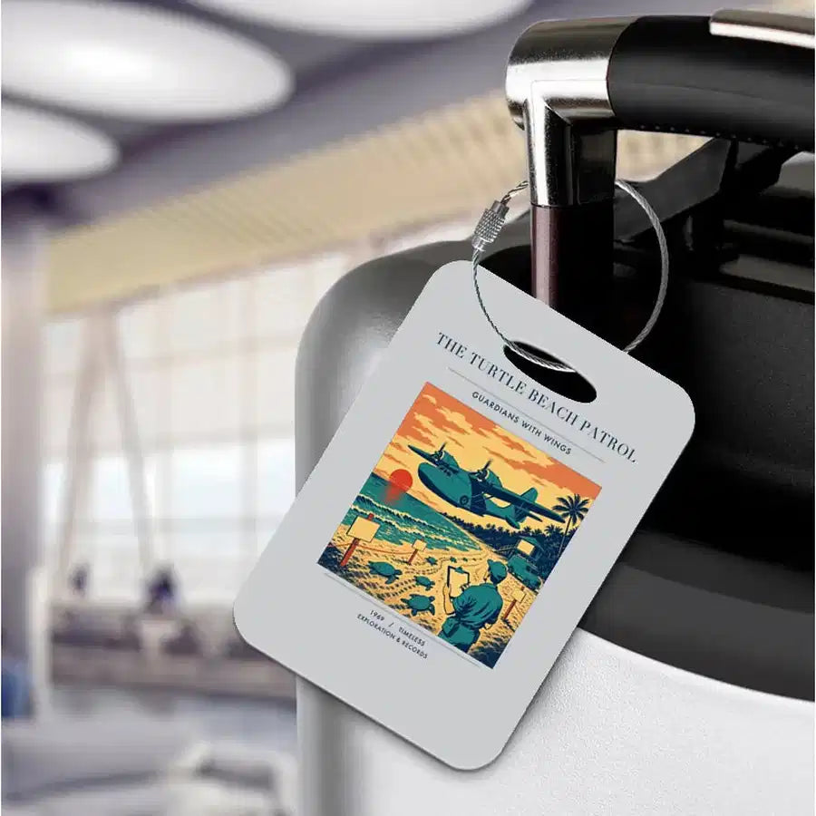 VINTAGE G4443 - The Turtle Beach Patrol - Acrylic Luggage Tags design on lightgray