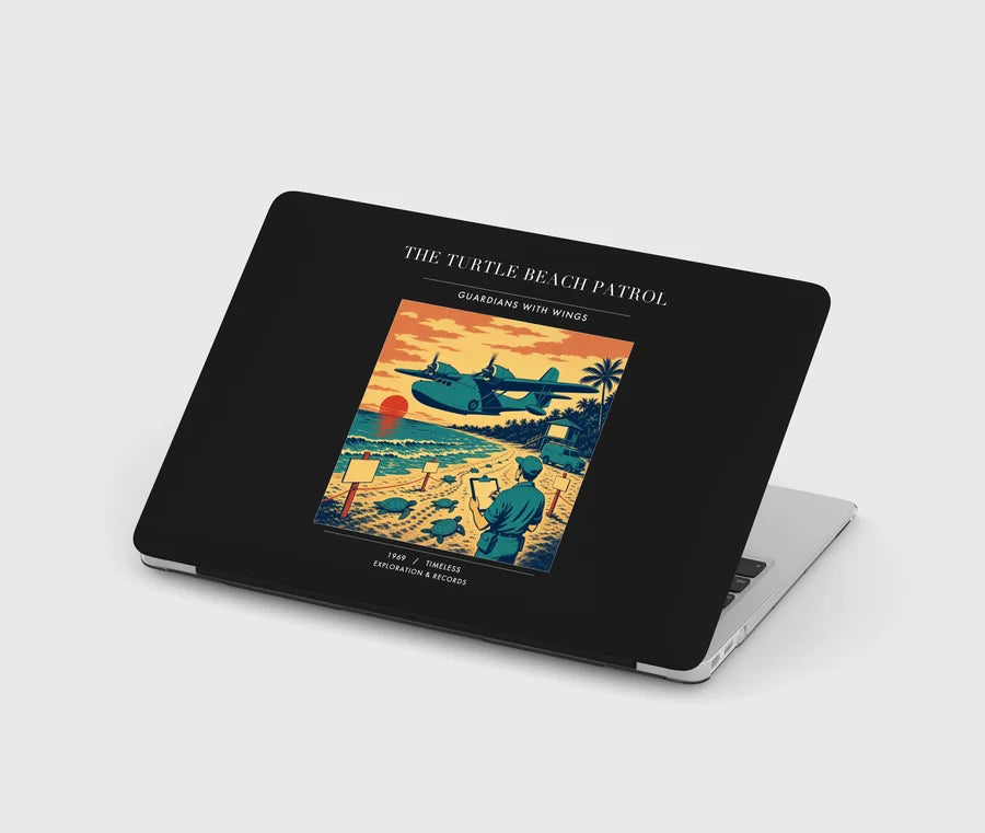 VINTAGE G4443 - The Turtle Beach Patrol - Designed MacBook Cases design on black