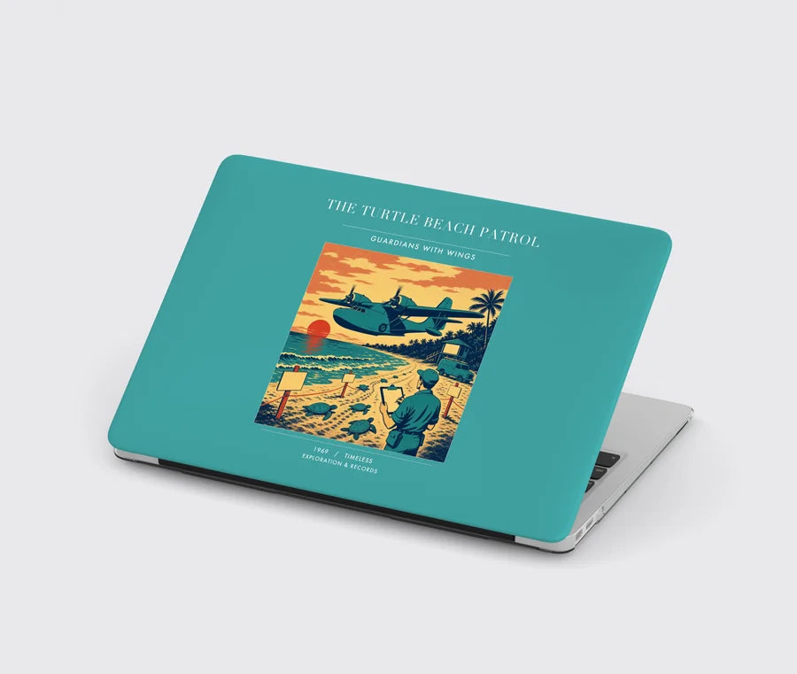 VINTAGE G4443 - The Turtle Beach Patrol - Designed MacBook Cases design on turquoise