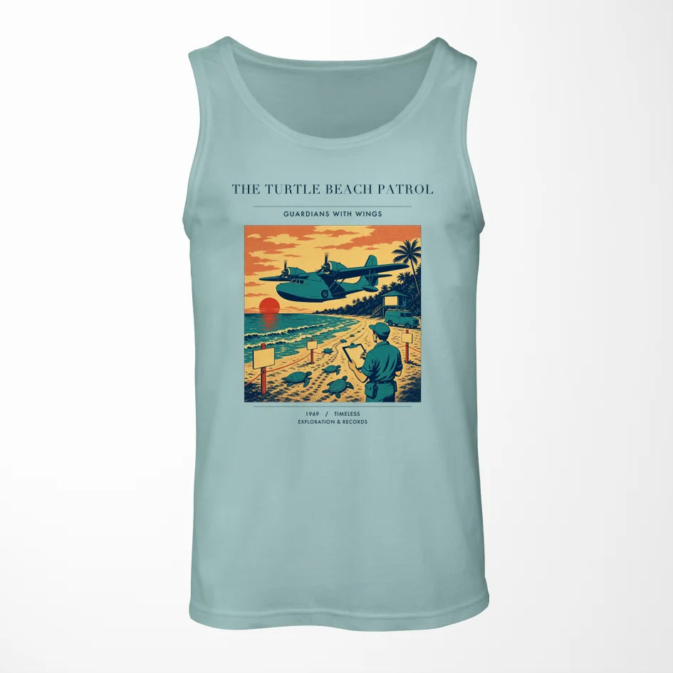 VINTAGE G4443 - The Turtle Beach Patrol - Designed Tank Tops design on lightgreen