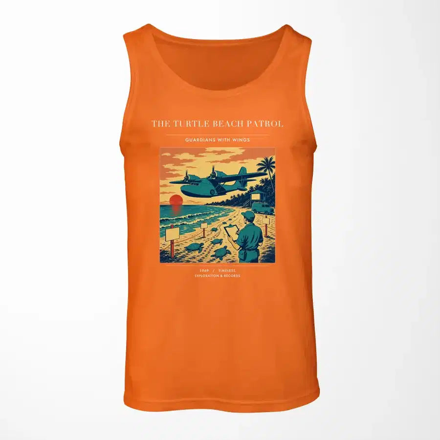 VINTAGE G4443 - The Turtle Beach Patrol - Designed Tank Tops design on orange