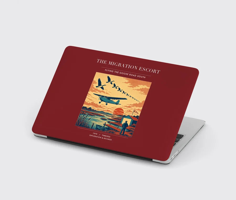 VINTAGE G4448 - The Migration Escort - Designed MacBook Cases design on darkred