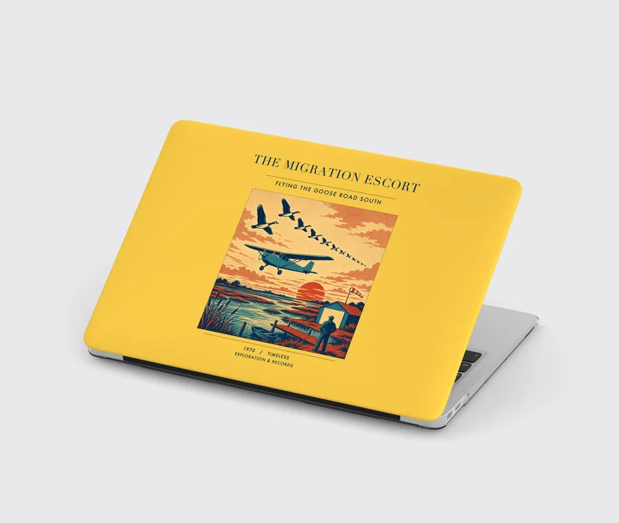 VINTAGE G4448 - The Migration Escort - Designed MacBook Cases design on yellow