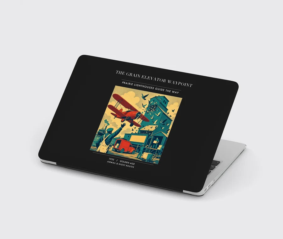 VINTAGE G4451 - The Grain Elevator Waypoint - Designed MacBook Cases design on black