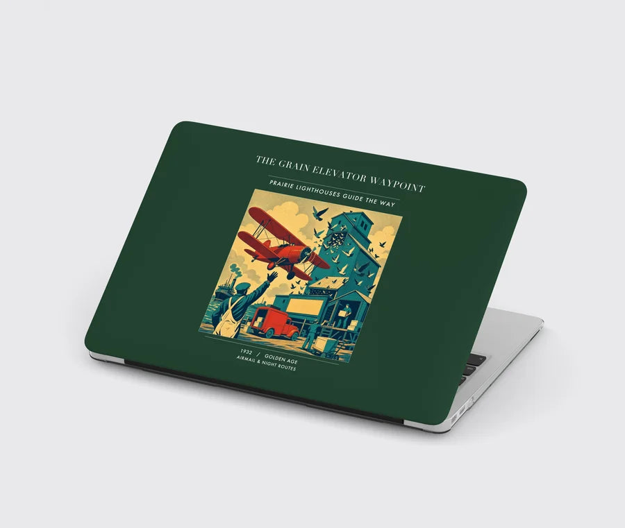 VINTAGE G4451 - The Grain Elevator Waypoint - Designed MacBook Cases design on darkgreen