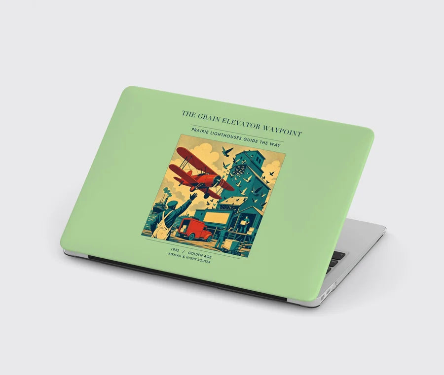 VINTAGE G4451 - The Grain Elevator Waypoint - Designed MacBook Cases design on lightgreen
