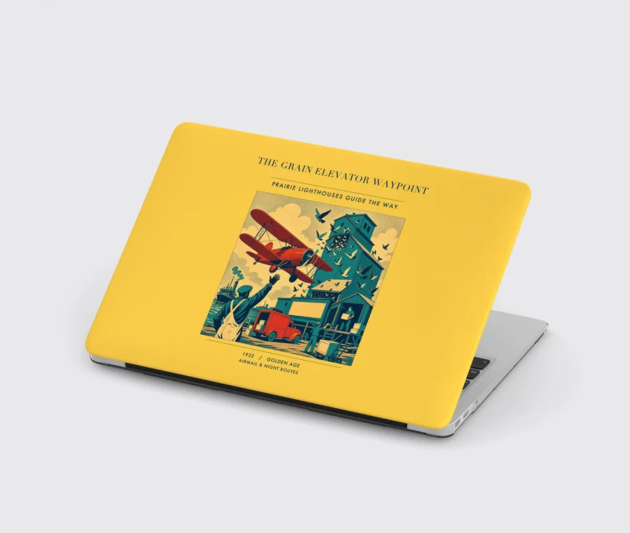 VINTAGE G4451 - The Grain Elevator Waypoint - Designed MacBook Cases design on yellow