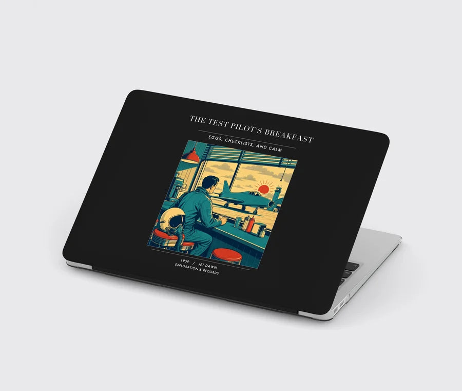 VINTAGE G4457 - The Test Pilot's Breakfast - Designed MacBook Cases design on black