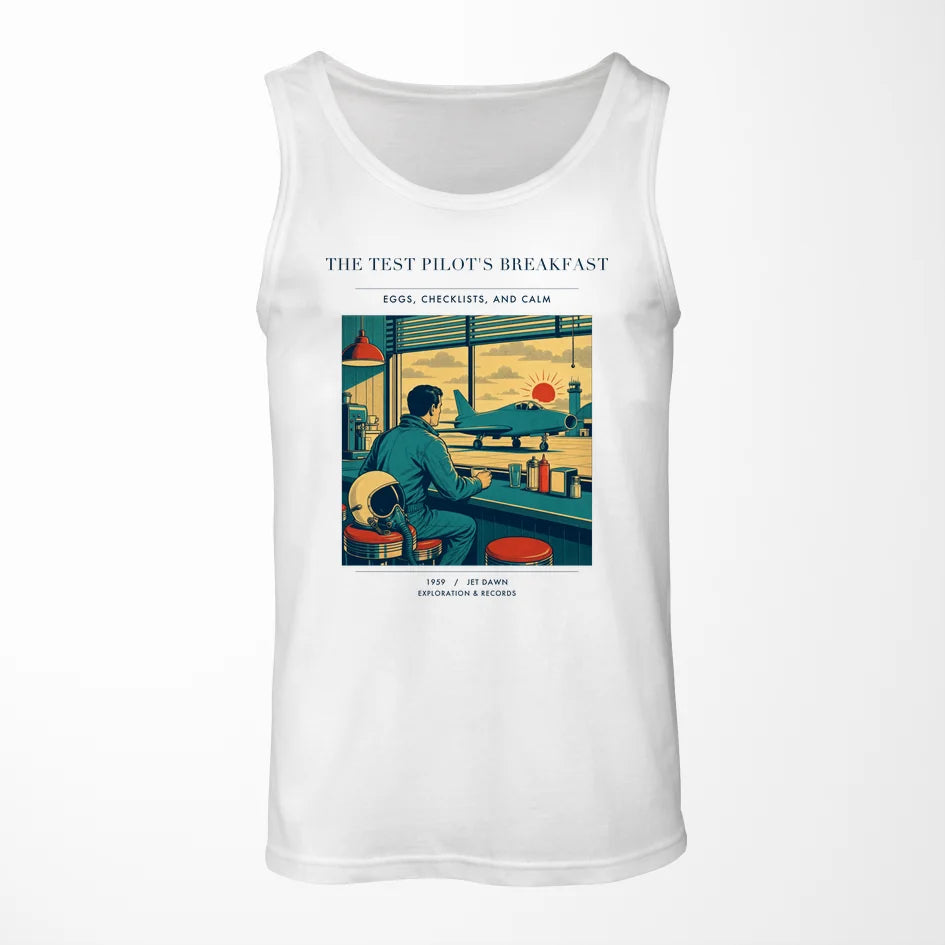 VINTAGE G4457 - The Test Pilot's Breakfast - Designed Tank Tops design on white
