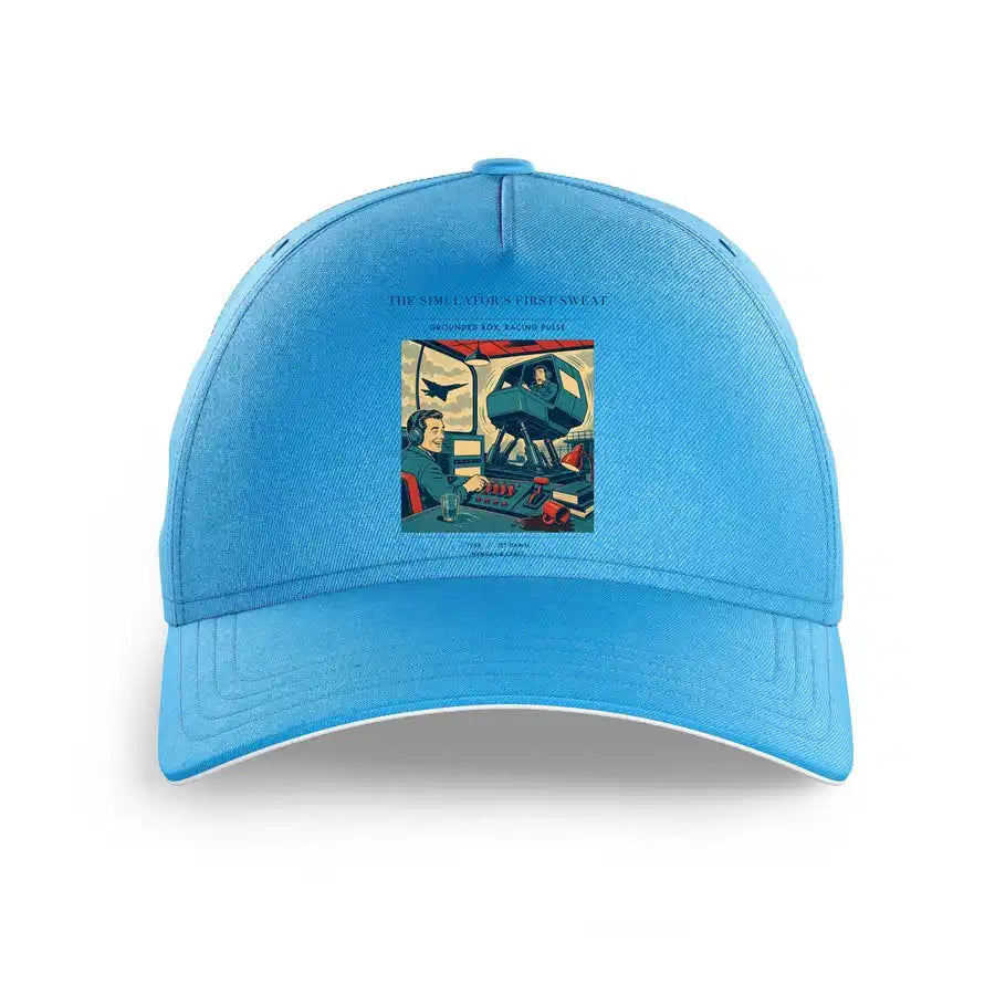 VINTAGE G4462 - The Simulator's First Sweat - Printed Hat design on lightblue