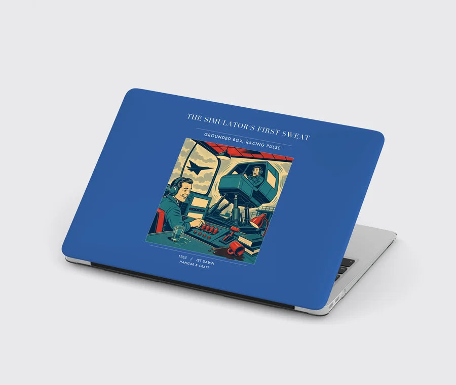 VINTAGE G4462 - The Simulator's First Sweat - Designed MacBook Cases design on blue