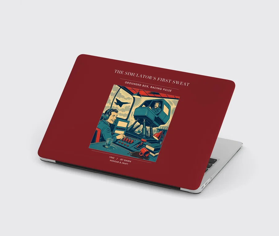 VINTAGE G4462 - The Simulator's First Sweat - Designed MacBook Cases design on darkred