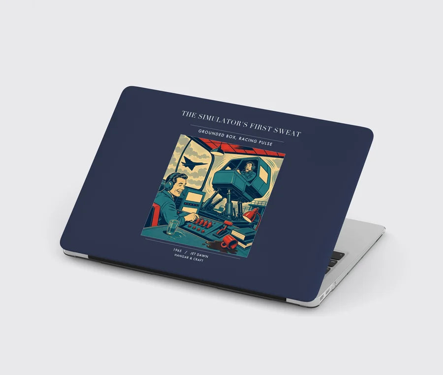 VINTAGE G4462 - The Simulator's First Sweat - Designed MacBook Cases design on navyblue