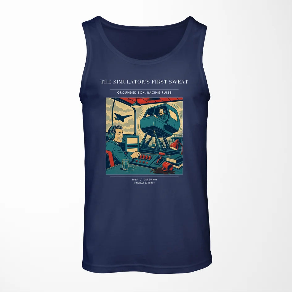 VINTAGE G4462 - The Simulator's First Sweat - Designed Tank Tops design on darkblue