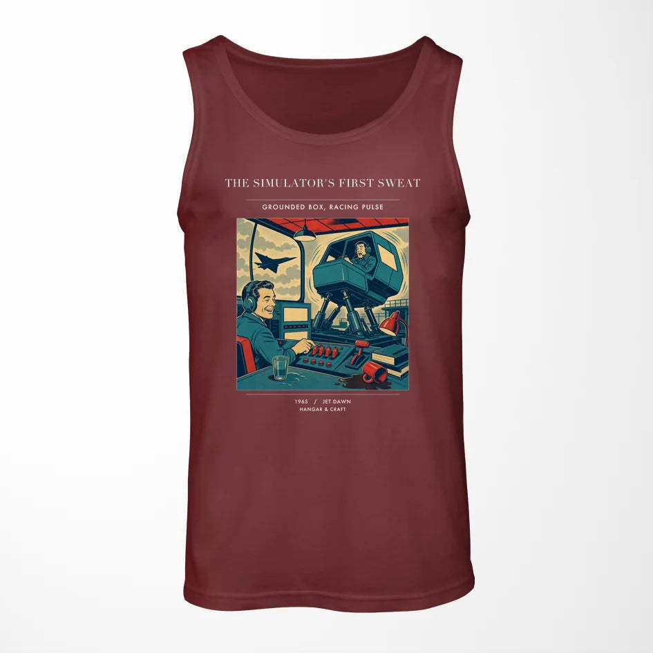 VINTAGE G4462 - The Simulator's First Sweat - Designed Tank Tops design on darkred