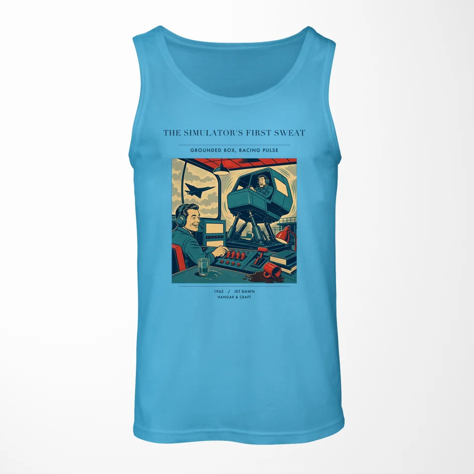 VINTAGE G4462 - The Simulator's First Sweat - Designed Tank Tops design on skyblue
