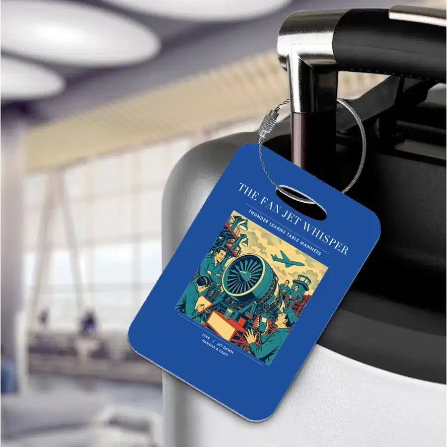 VINTAGE G4464 - The Fan Jet Whisper - Acrylic Luggage Tags design on blue