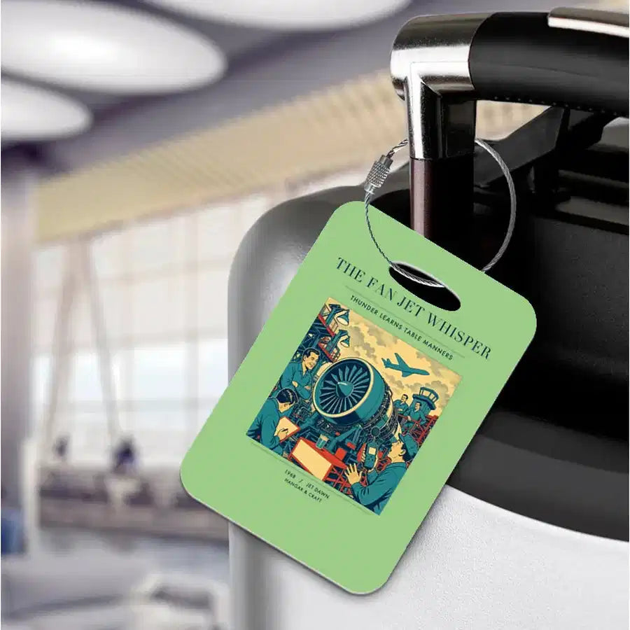 VINTAGE G4464 - The Fan Jet Whisper - Acrylic Luggage Tags design on lightgreen