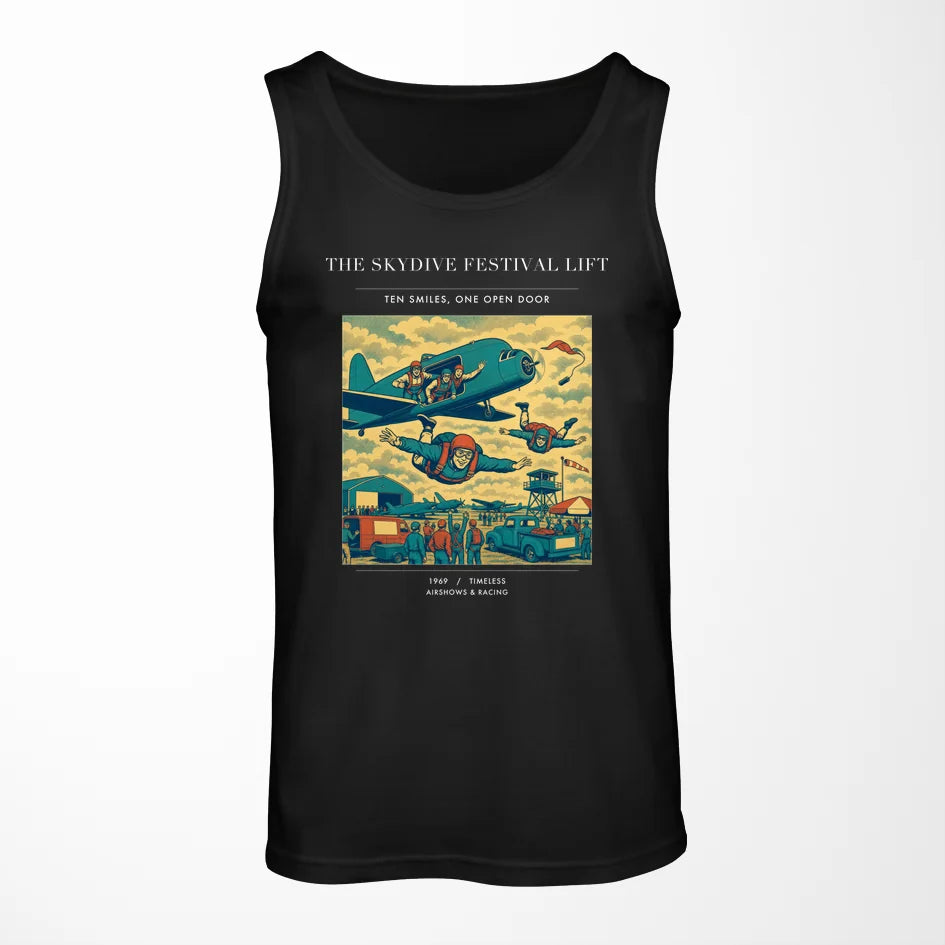 VINTAGE G4471 - The Skydive Festival Lift - Designed Tank Tops design on black