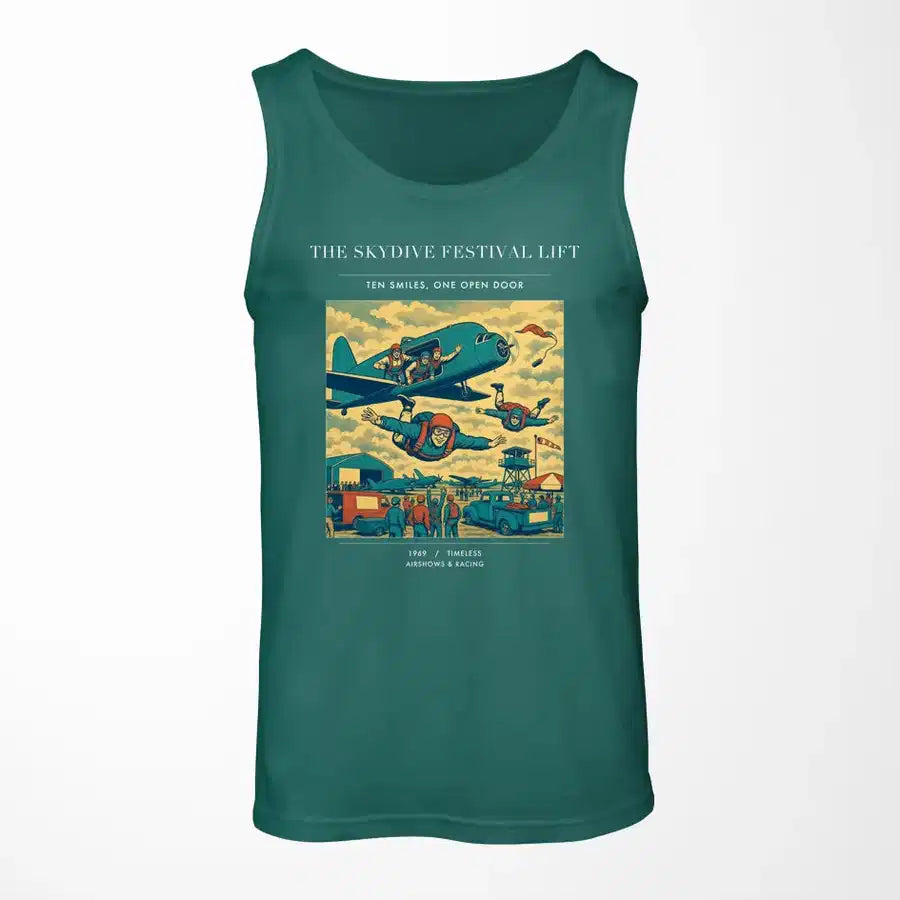 VINTAGE G4471 - The Skydive Festival Lift - Designed Tank Tops design on green