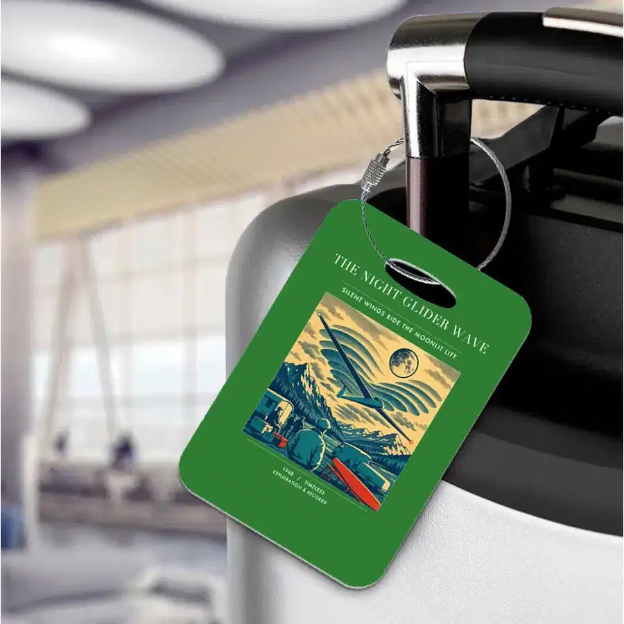 VINTAGE G4473 - The Night Glider Wave - Acrylic Luggage Tags design on green