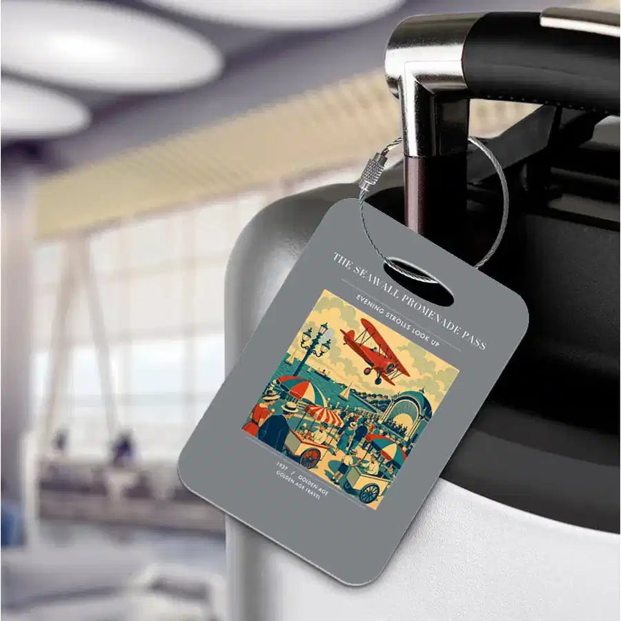 VINTAGE G4476 - The Seawall Promenade Pass - Acrylic Luggage Tags design on gray