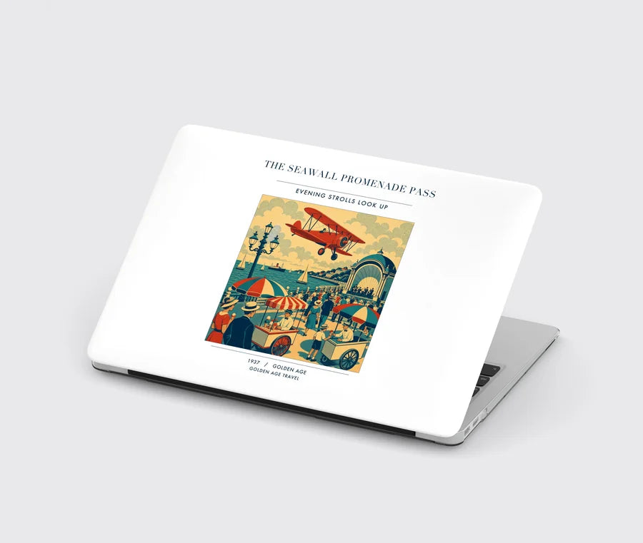 VINTAGE G4476 - The Seawall Promenade Pass - Designed MacBook Cases design on white